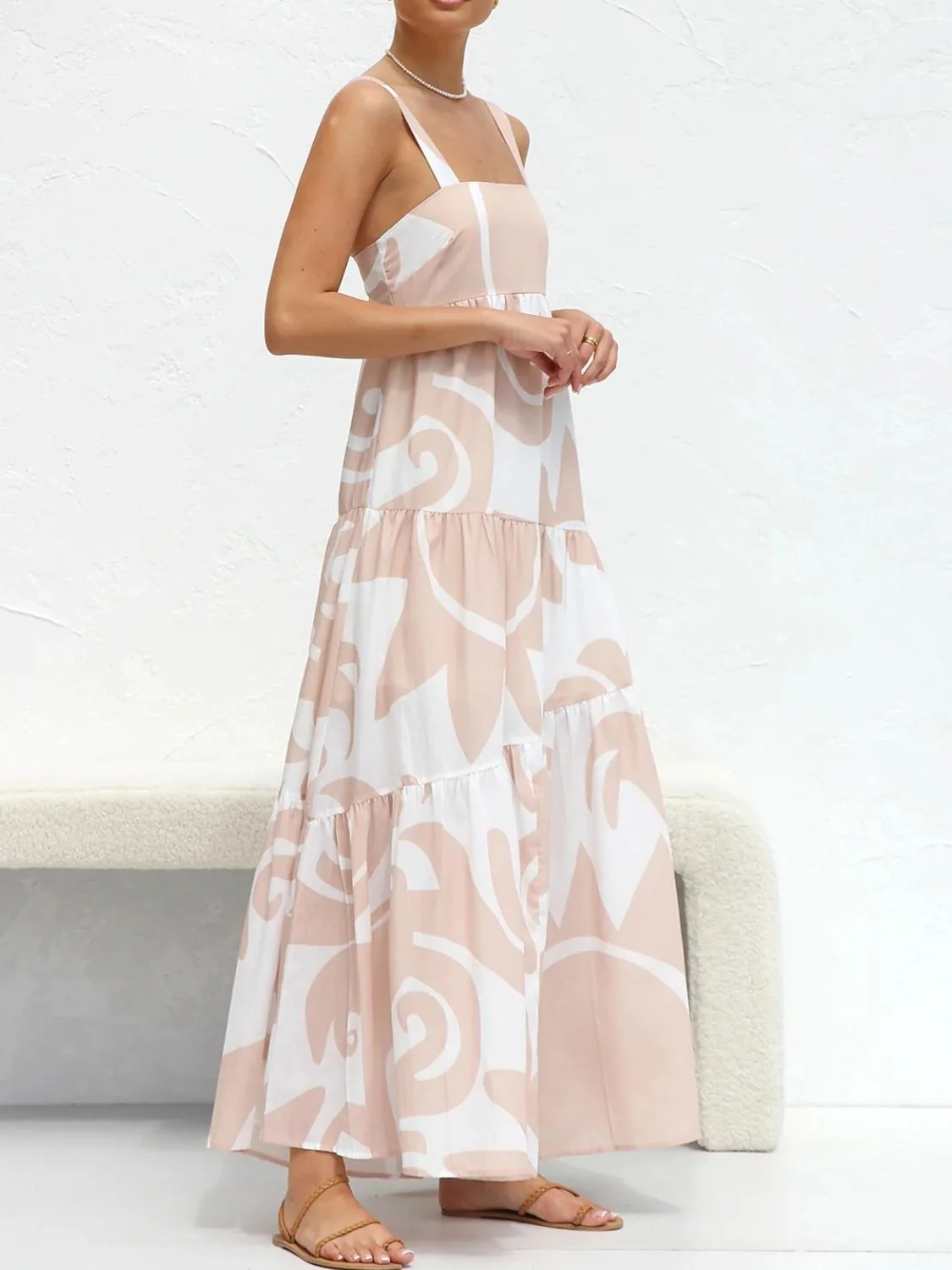 Square Neck Wide Strap Maxi Dress - Image 4