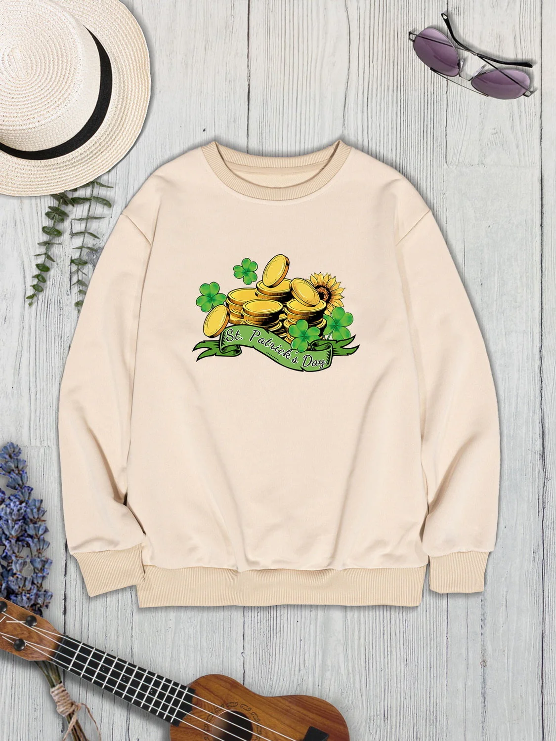 ST. PATRICK'S DAY Graphic Round Neck Sweatshirt - Image 3
