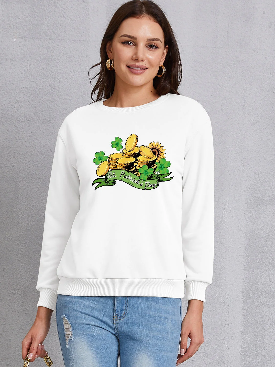 ST. PATRICK'S DAY Graphic Round Neck Sweatshirt - Image 4
