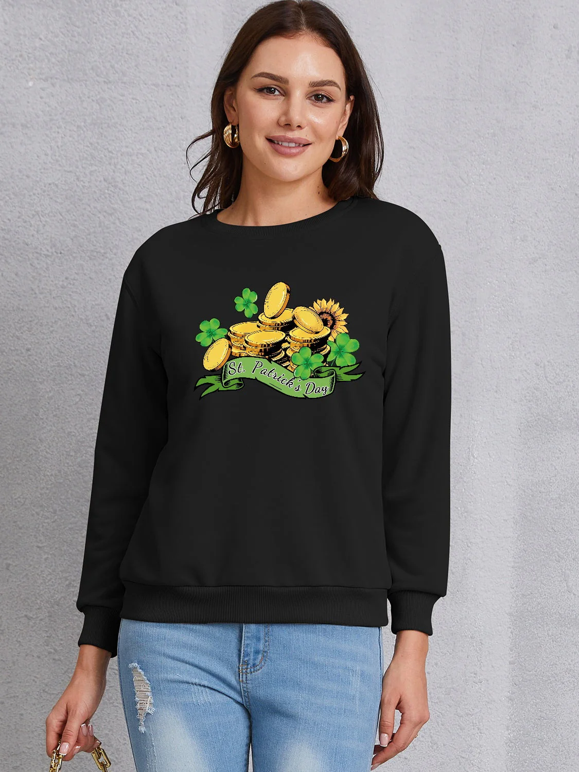 ST. PATRICK'S DAY Graphic Round Neck Sweatshirt - Image 7