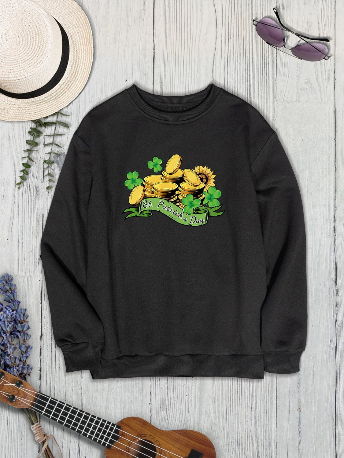 ST. PATRICK'S DAY Graphic Round Neck Sweatshirt - Image 9