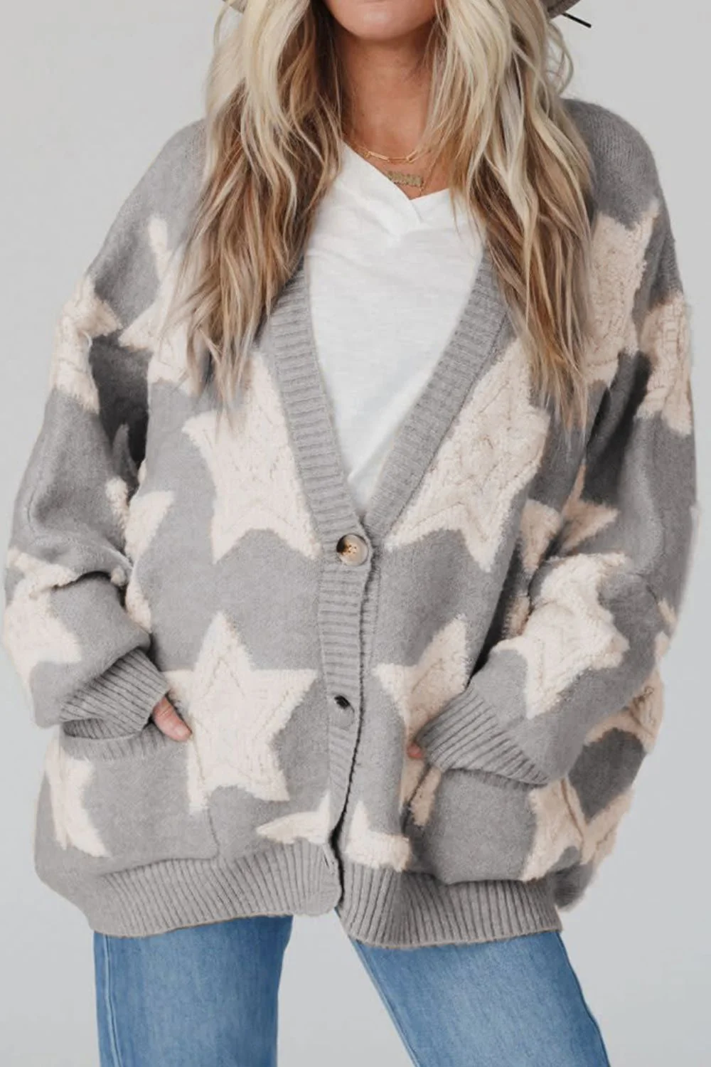 Star Button Up Long Sleeve Cardigan - Image 12