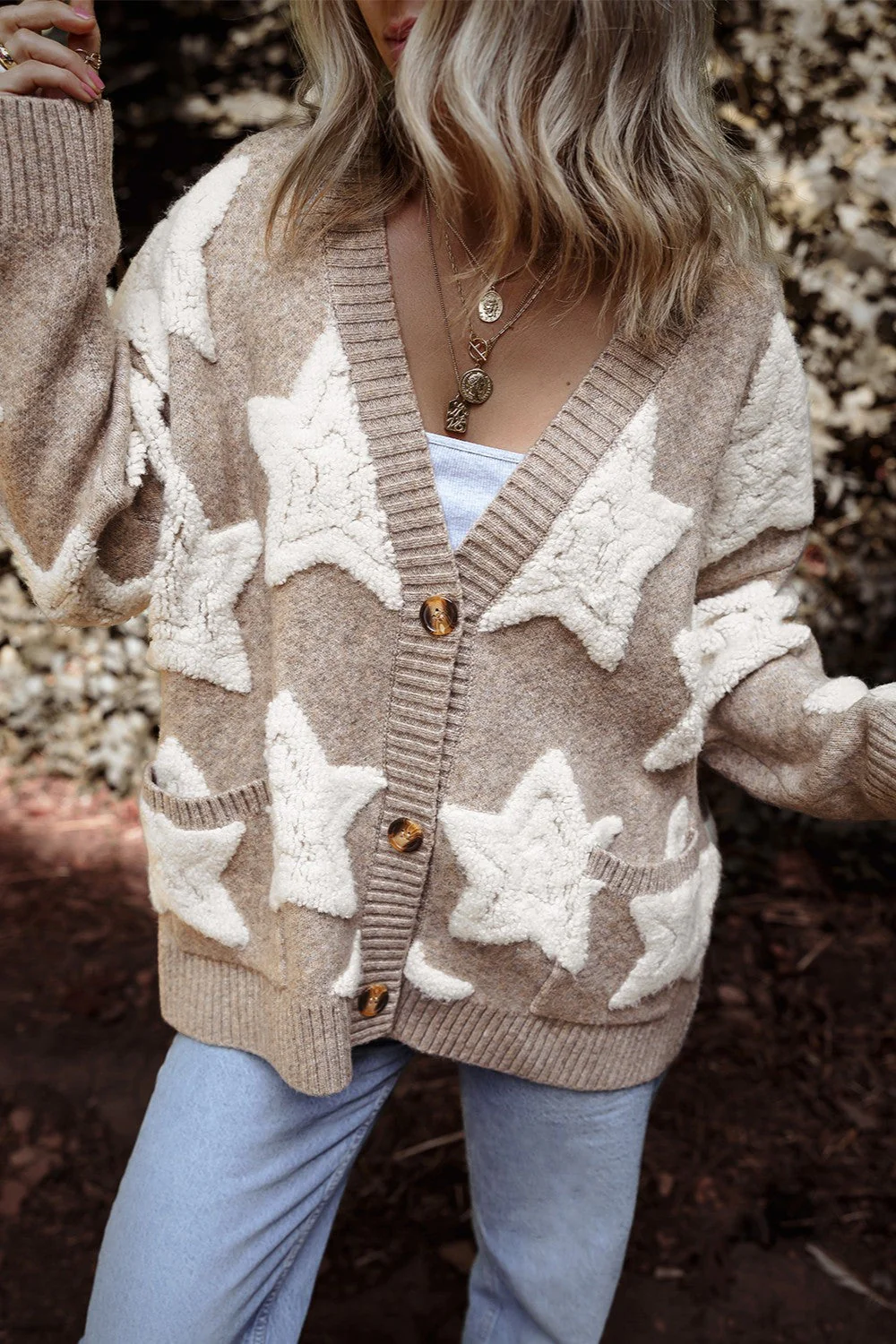 Star Button Up Long Sleeve Cardigan - Image 3