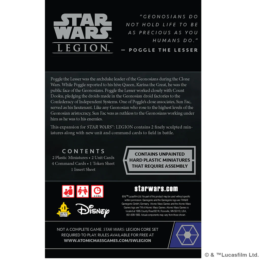 Star Wars Legion: Sun Fac and Poggle the Lesser - Operative and Commander Expansion - Image 2