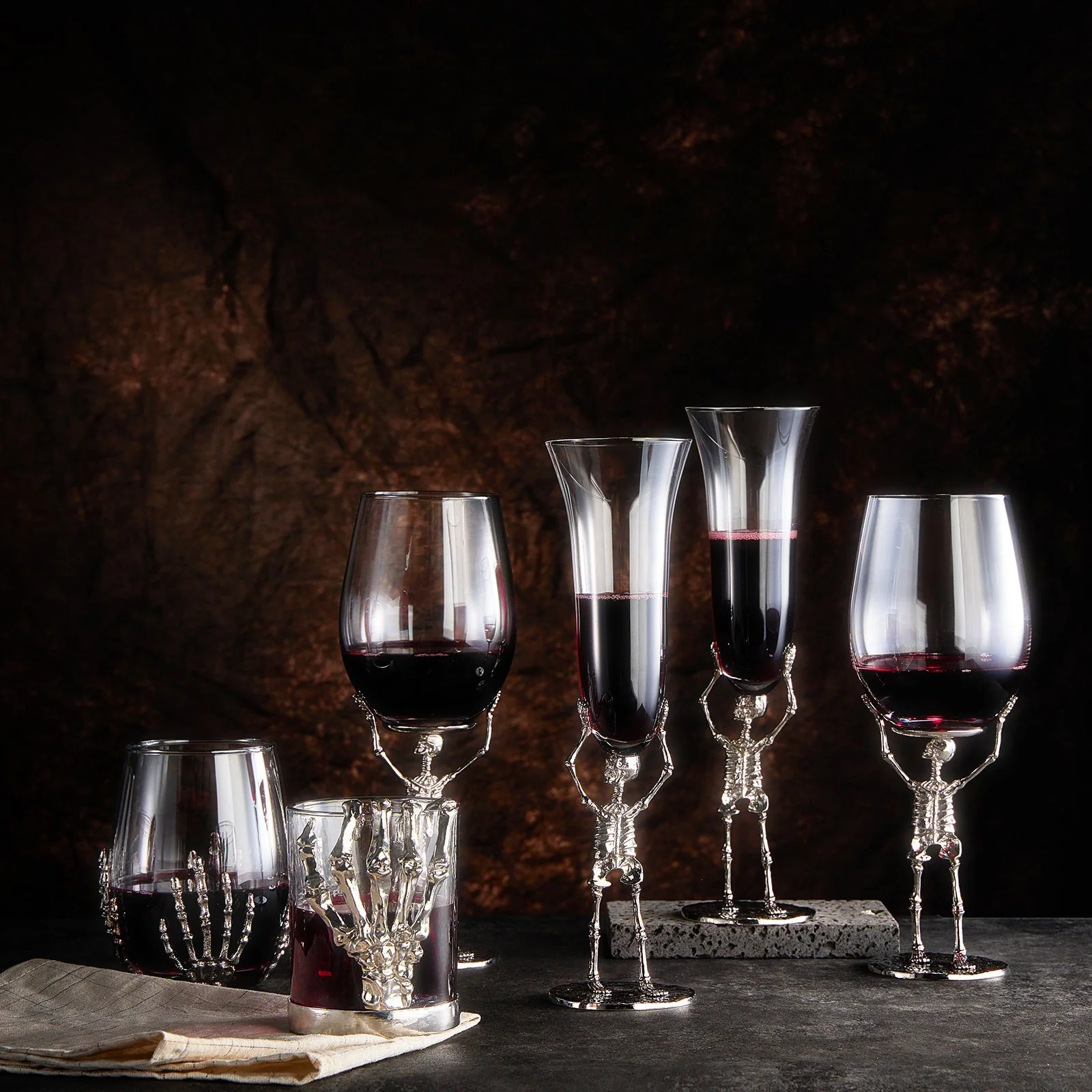 Stemless Skeleton Wine Glass | Set of 2 | 17oz Halloween Skeleton Glasses 5" H, Goth Gifts, Skeleton Gifts, Skeleton Decor, Spooky Wine Gift Set, Perfect for Halloween Themed Parties by The Wine Savant - Image 2
