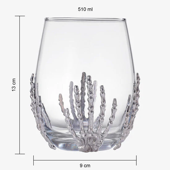 Stemless Skeleton Wine Glass | Set of 2 | 17oz Halloween Skeleton Glasses 5" H, Goth Gifts, Skeleton Gifts, Skeleton Decor, Spooky Wine Gift Set, Perfect for Halloween Themed Parties by The Wine Savant - Image 3