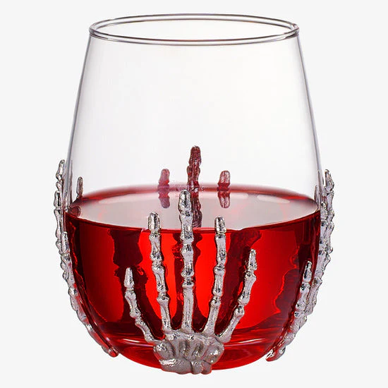 Stemless Skeleton Wine Glass | Set of 2 | 17oz Halloween Skeleton Glasses 5" H, Goth Gifts, Skeleton Gifts, Skeleton Decor, Spooky Wine Gift Set, Perfect for Halloween Themed Parties by The Wine Savant - Image 4