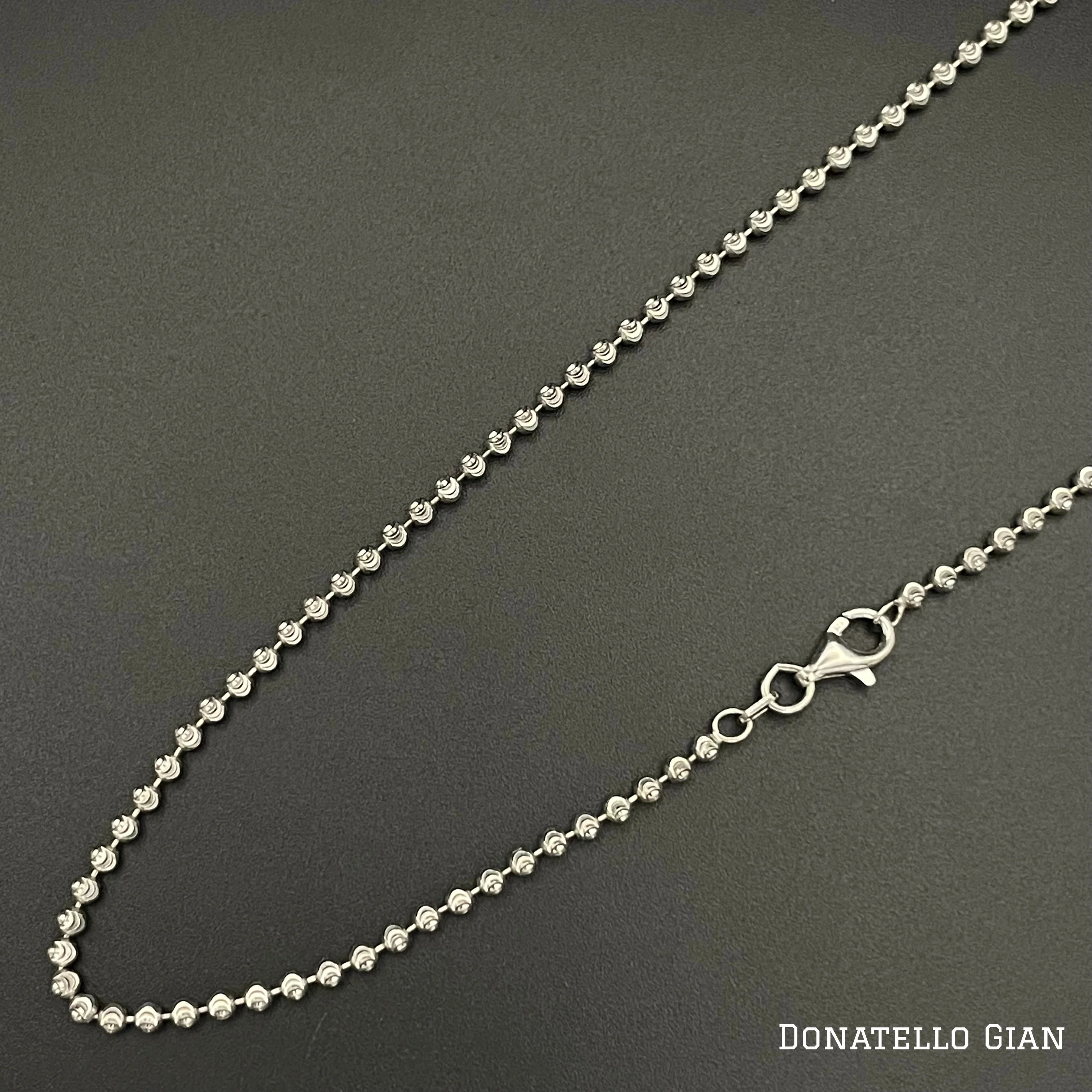 Sterling Silver 925 Bead Ball Chain 2MM, 16"-24", Diamond Cut Bead Ball Chain Necklace, Italian Made Sterling Silver 925 Unisex Chain by Donatello Gian - Image 3