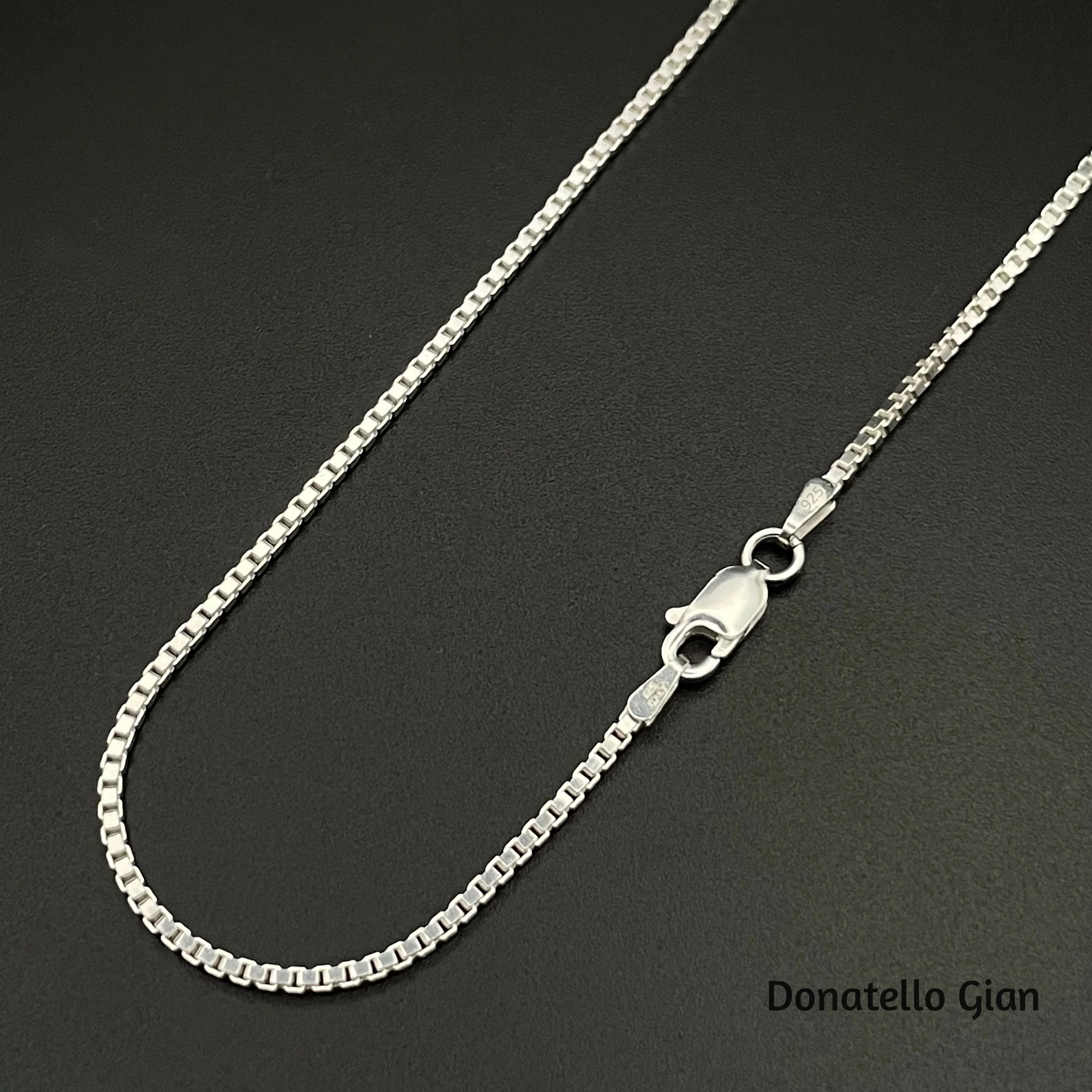 Sterling Silver 925 Box Chain 1.5MM, 16"-24", Box Chain Necklace, Italian Made Sterling Silver 925 Unisex Chain by Donatello Gian - Image 2