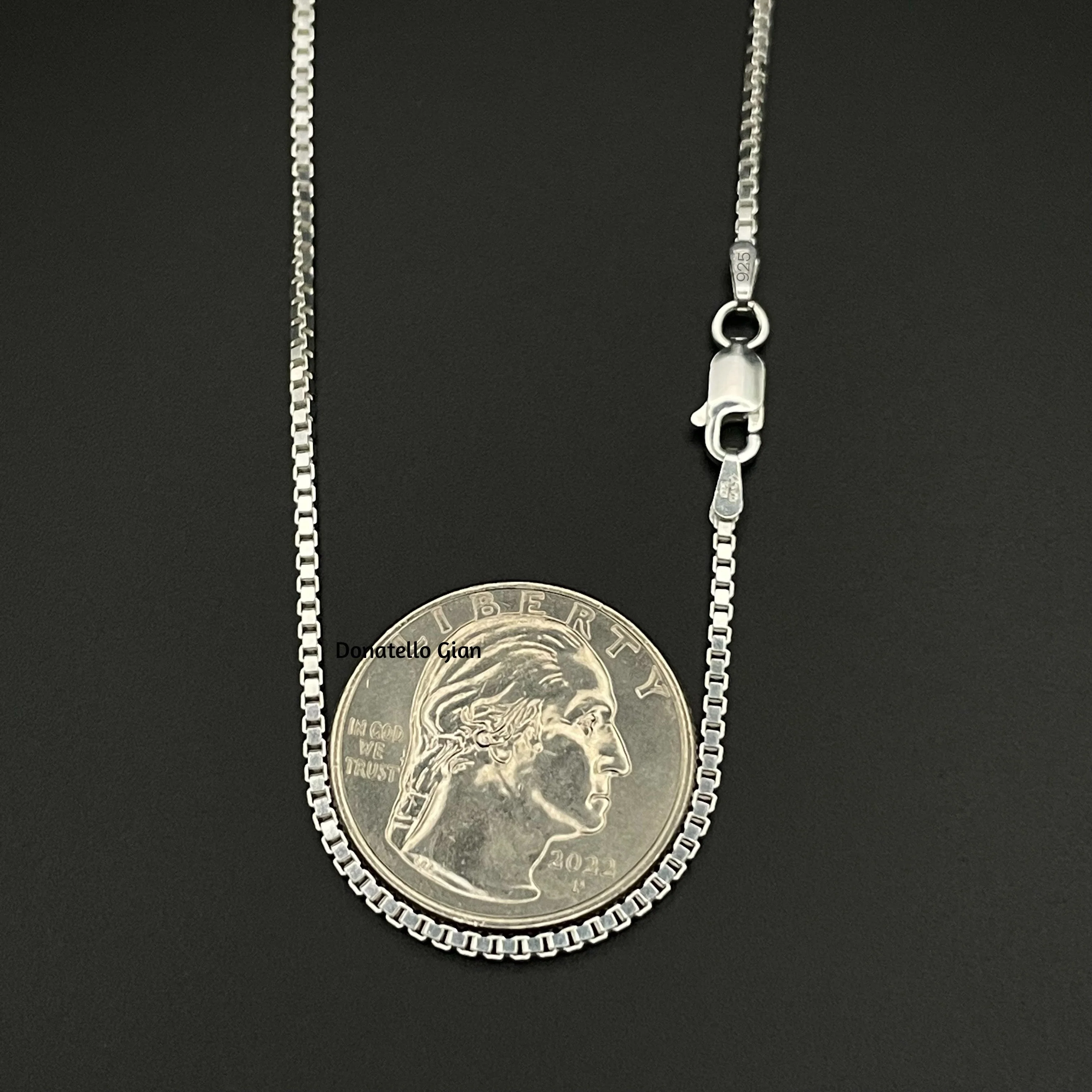 Sterling Silver 925 Box Chain 1.5MM, 16"-24", Box Chain Necklace, Italian Made Sterling Silver 925 Unisex Chain by Donatello Gian - Image 3