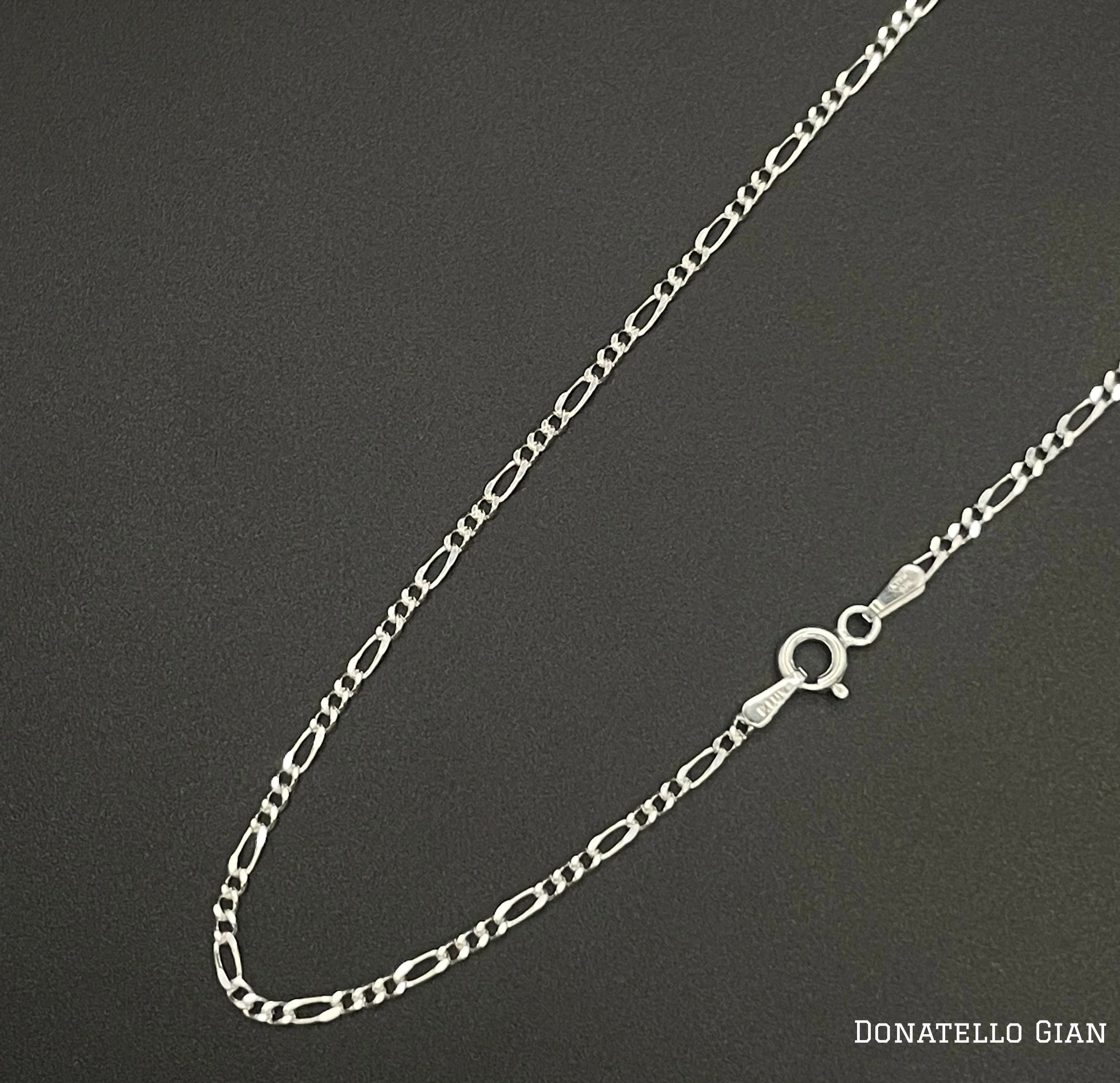 Sterling Silver 925 Figaro Link Chain 1.7MM, 16"-24", Figaro Link Chain Necklace, Italian Made Sterling Silver 925 Unisex Chain by Donatello Gian - Image 2