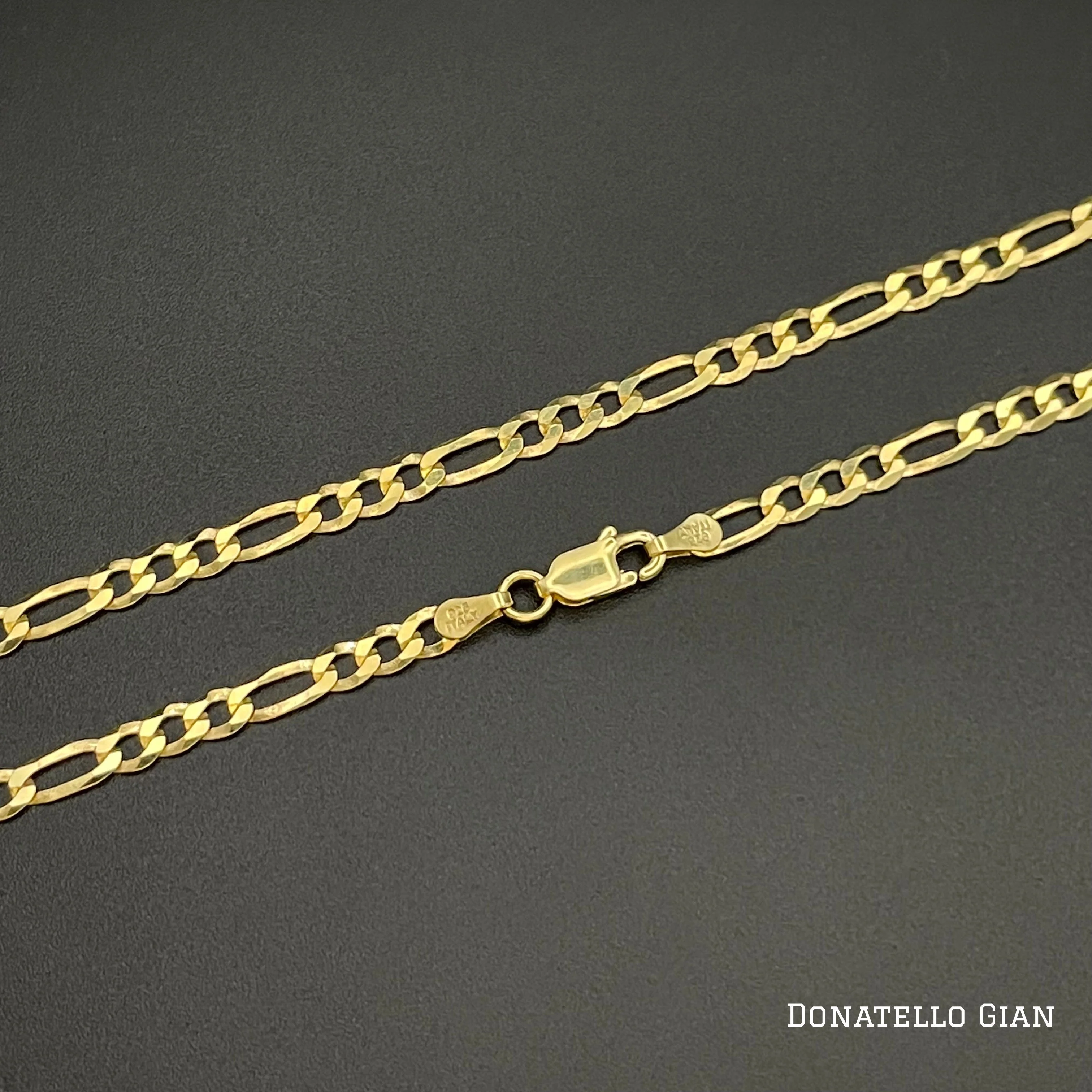 Sterling Silver 925 Figaro Link Chain 3.5MM, 16"-24", Figaro Chain Necklace, 14K Yellow Gold Plated Italian Made Sterling Silver 925 Unisex Chain by Donatello Gian - Image 2