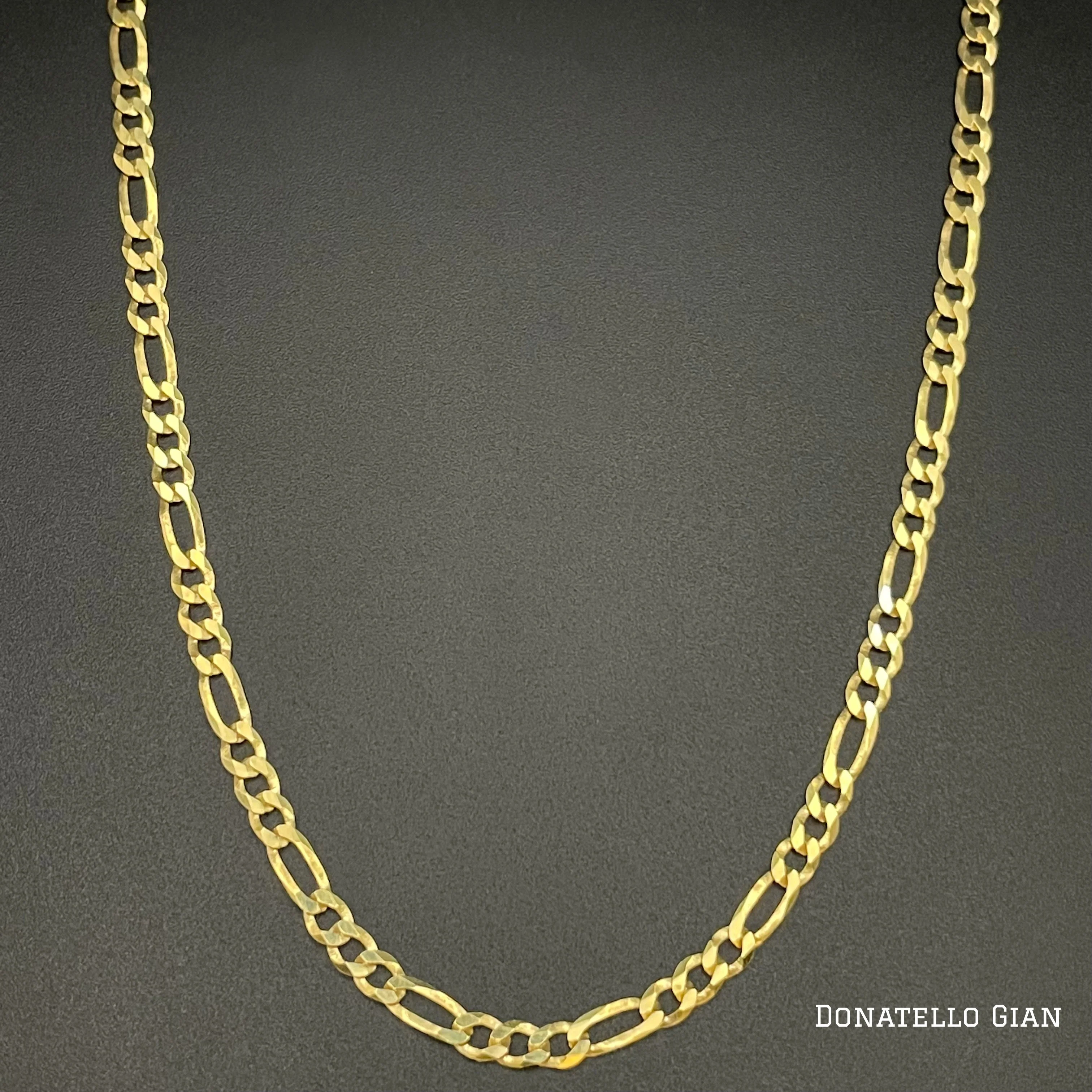 Sterling Silver 925 Figaro Link Chain 3.5MM, 16"-24", Figaro Chain Necklace, 14K Yellow Gold Plated Italian Made Sterling Silver 925 Unisex Chain by Donatello Gian - Image 3