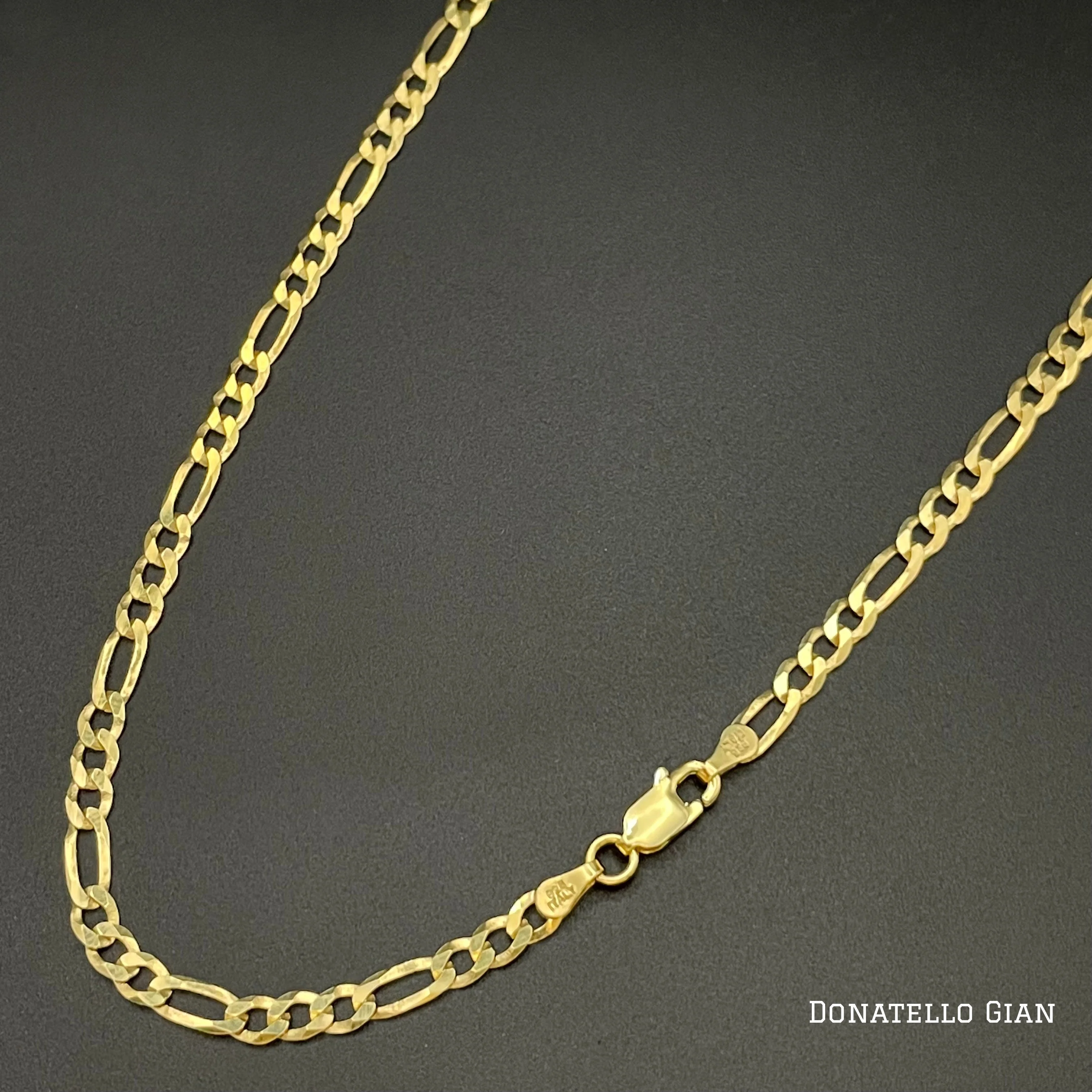Sterling Silver 925 Figaro Link Chain 3.5MM, 16"-24", Figaro Chain Necklace, 14K Yellow Gold Plated Italian Made Sterling Silver 925 Unisex Chain by Donatello Gian - Image 4