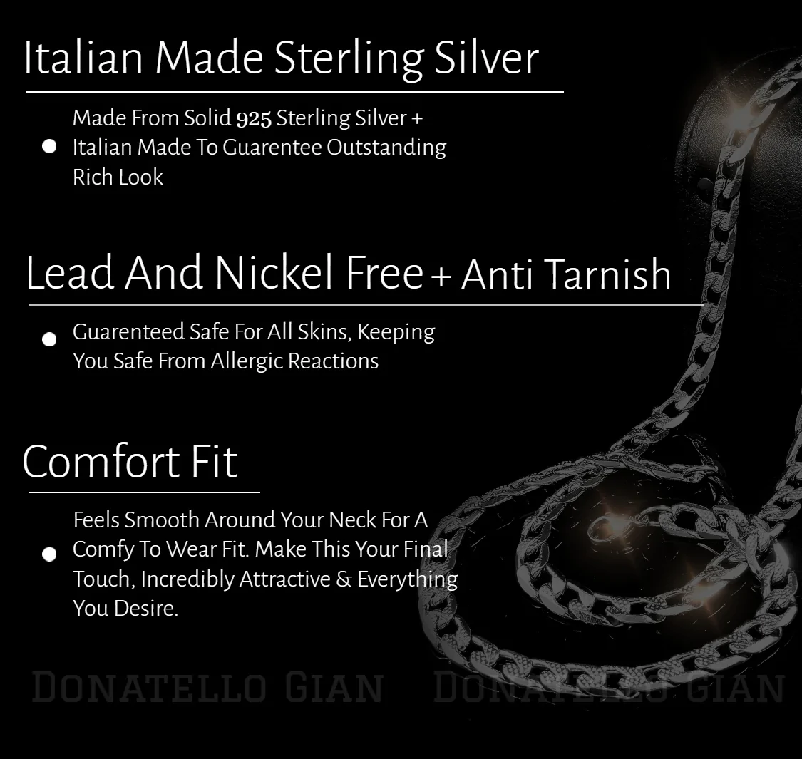 Sterling Silver 925 Figaro Link Chain 3.5MM, 16"-24", Figaro Chain Necklace, 14K Yellow Gold Plated Italian Made Sterling Silver 925 Unisex Chain by Donatello Gian - Image 5