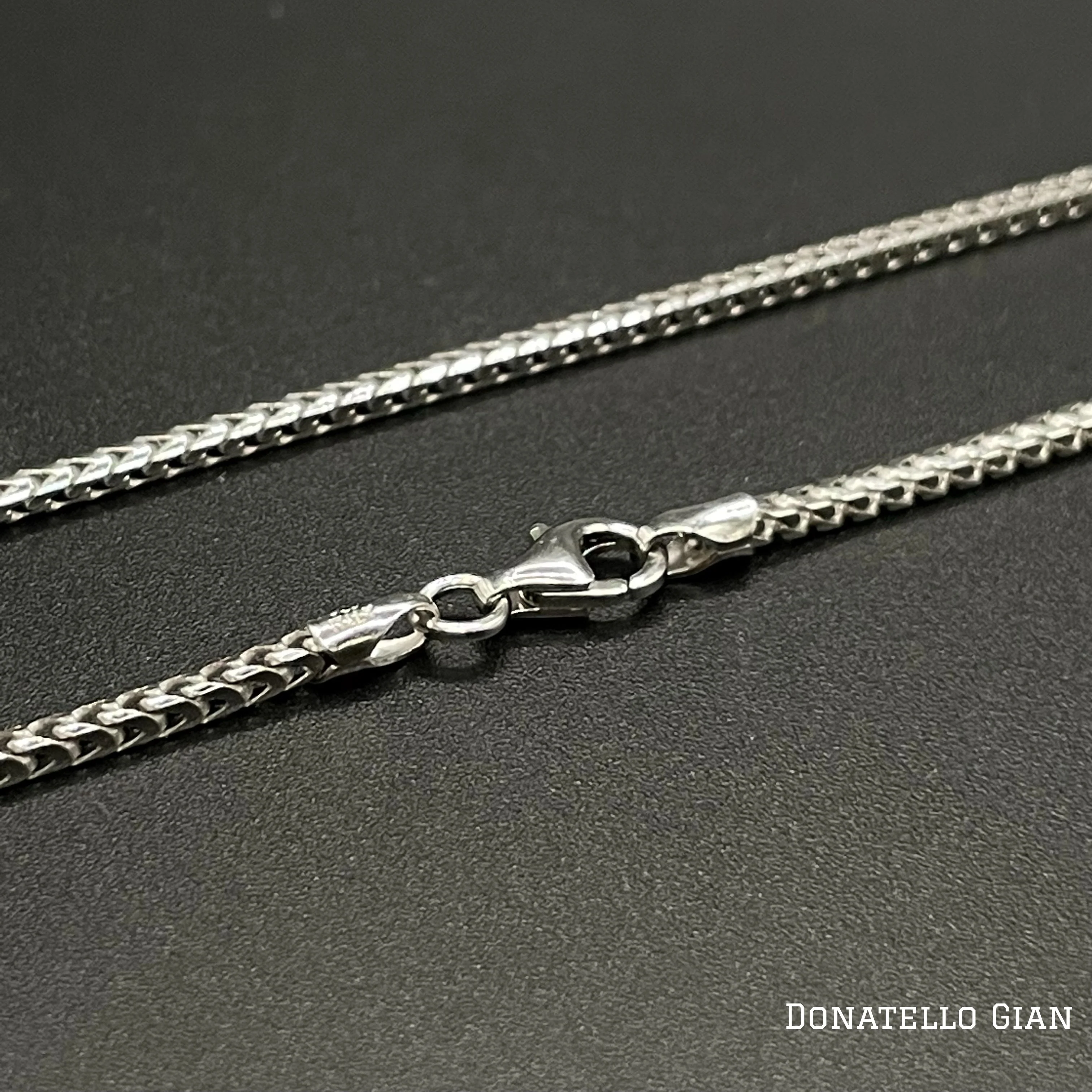 Sterling Silver 925 Round Franco Chain 1.7MM, 16"-24", Square Box Chain Necklace, Italian Made Sterling Silver 925 Unisex Chain by Donatello Gian - Image 2