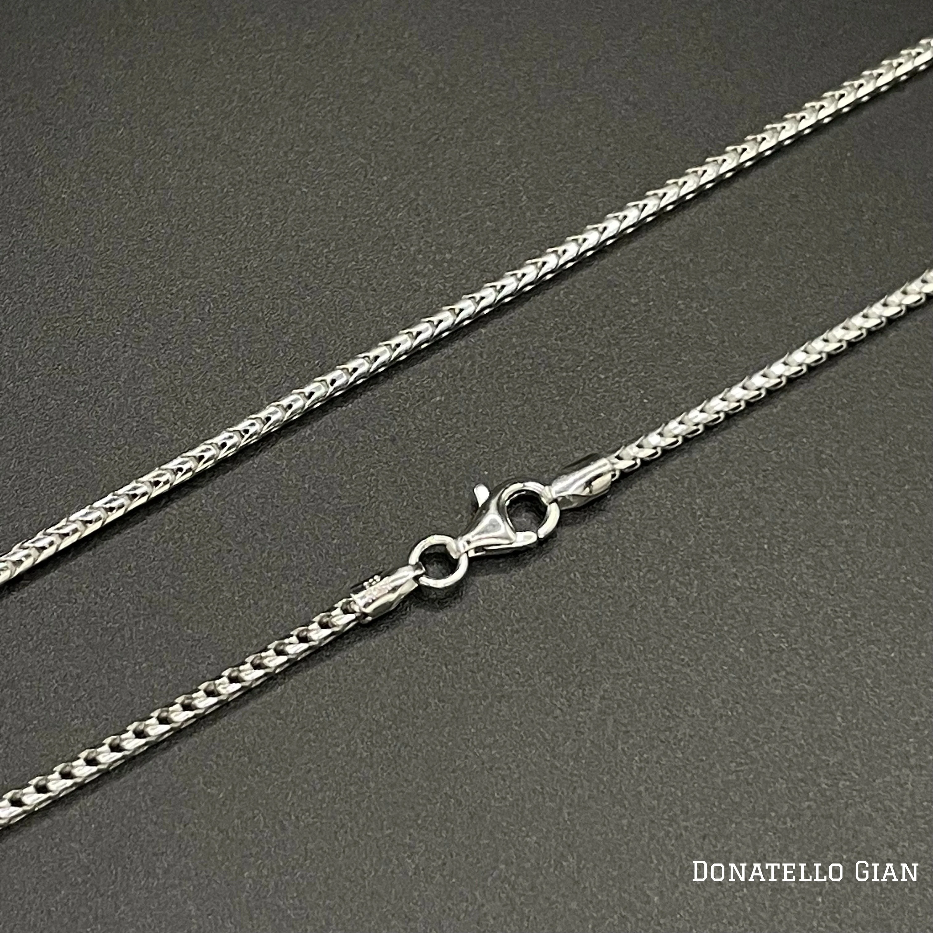Sterling Silver 925 Round Franco Chain 1.7MM, 16"-24", Square Box Chain Necklace, Italian Made Sterling Silver 925 Unisex Chain by Donatello Gian - Image 3