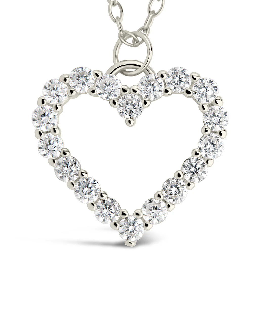 Sterling Silver Cubic Zirconia Outline Heart Pendant Necklace by Sterling Forever - Image 7