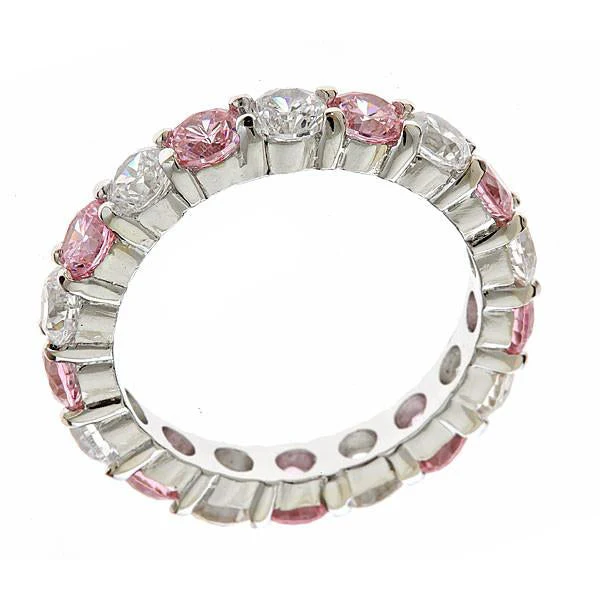 Sterling Silver Round Pink Full Circle Celebration Band Ring by Sterling Forever - Image 2