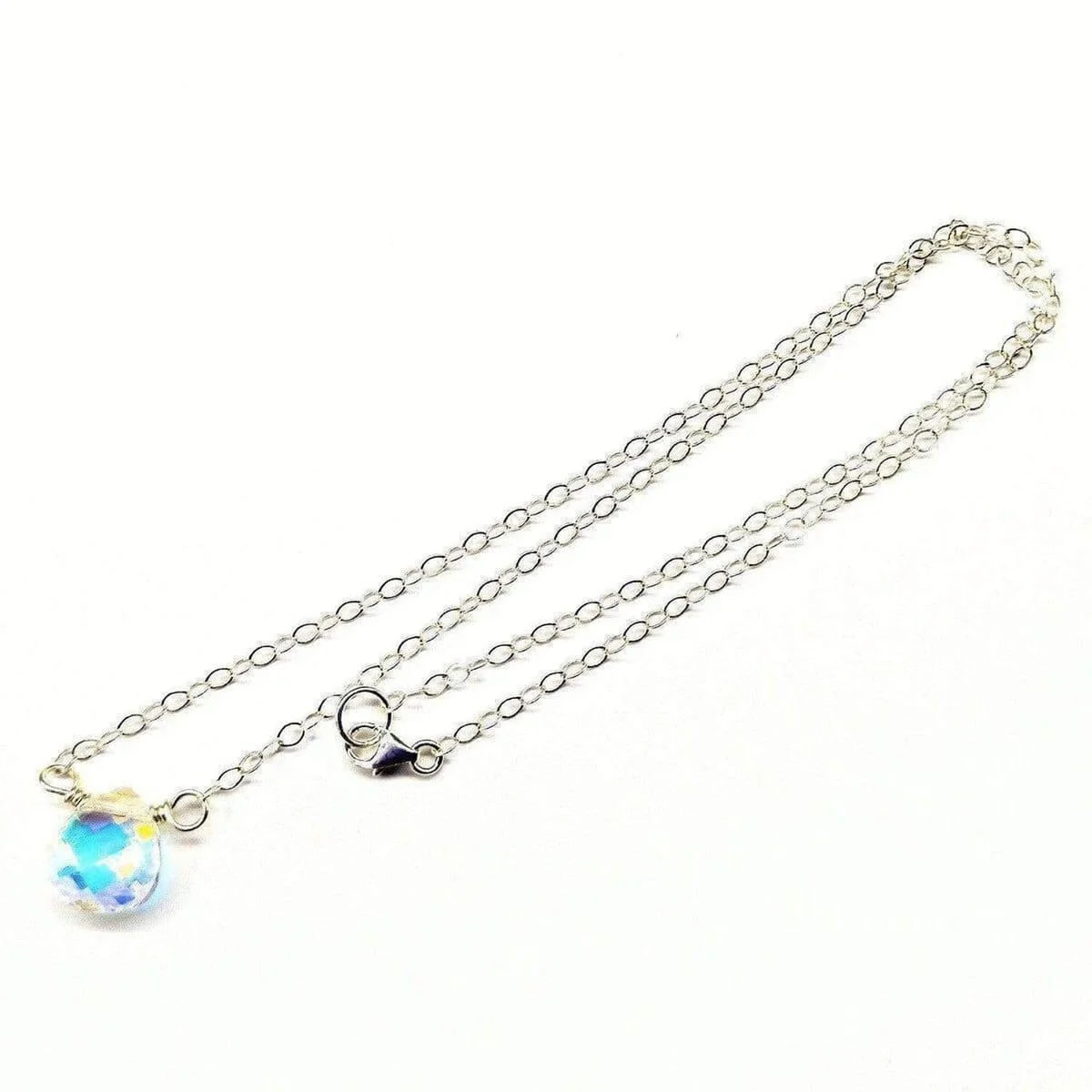 Sterling Silver Wire Wrapped Crystal Briolette Drop Necklace by Alexa Martha Designs - Image 2