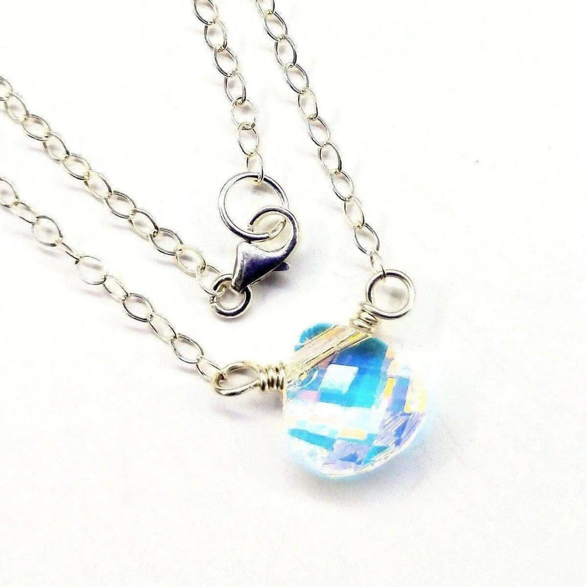 Sterling Silver Wire Wrapped Crystal Briolette Drop Necklace by Alexa Martha Designs - Image 3