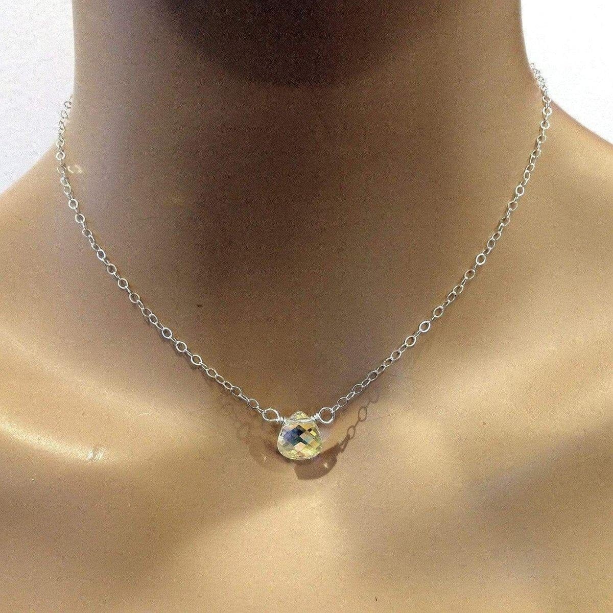 Sterling Silver Wire Wrapped Crystal Briolette Drop Necklace by Alexa Martha Designs - Image 5
