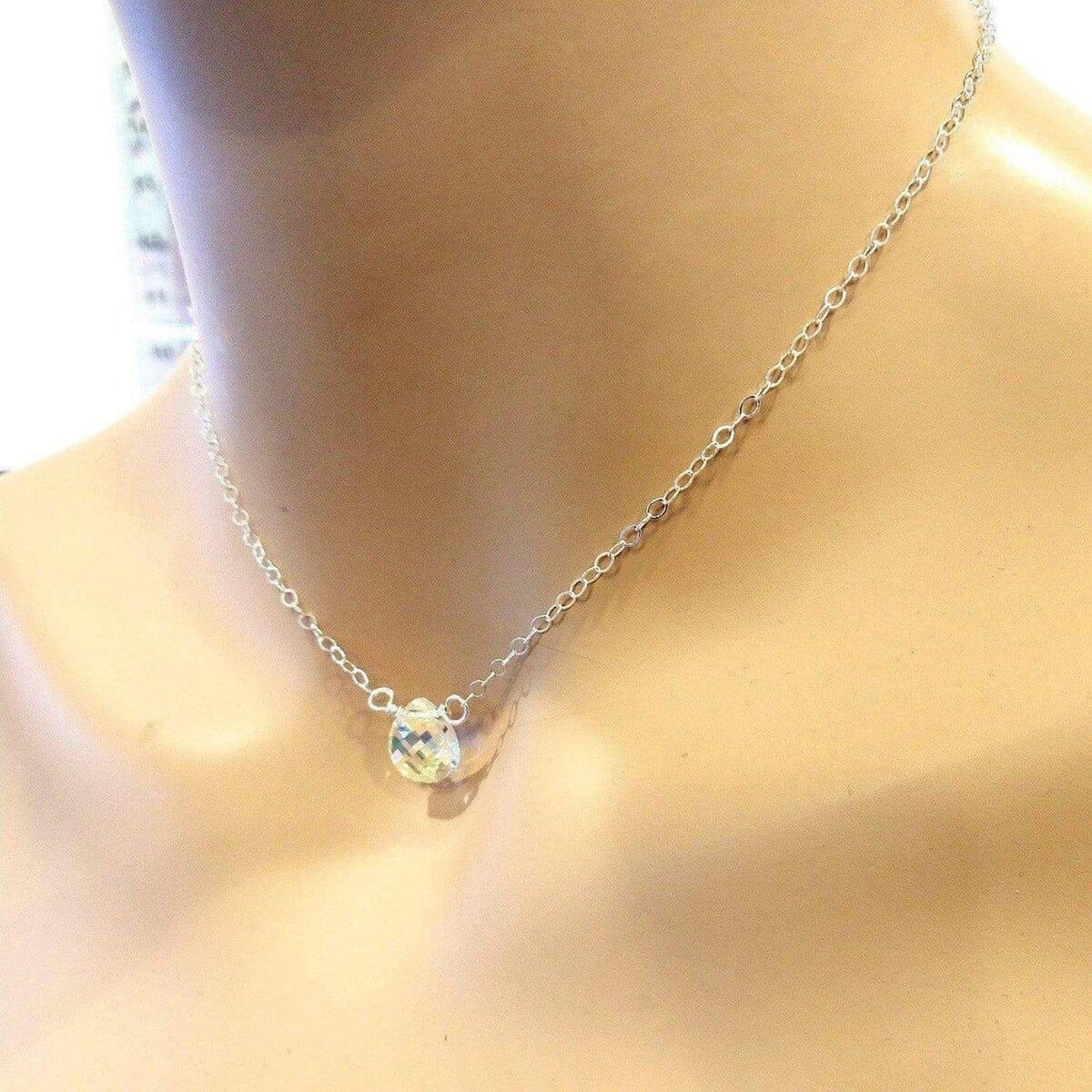 Sterling Silver Wire Wrapped Crystal Briolette Drop Necklace by Alexa Martha Designs - Image 6