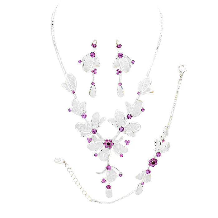 Stone Accented Metal Mesh Petal Jewelry Set by Madeline Love - Image 10