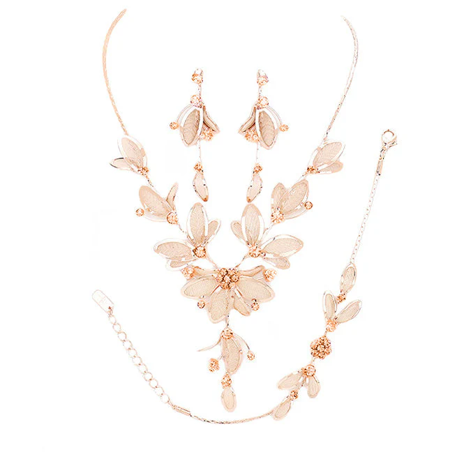 Stone Accented Metal Mesh Petal Jewelry Set by Madeline Love - Image 12