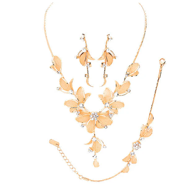 Stone Accented Metal Mesh Petal Jewelry Set by Madeline Love - Image 3