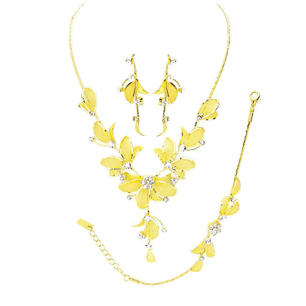 Stone Accented Metal Mesh Petal Jewelry Set by Madeline Love - Image 4