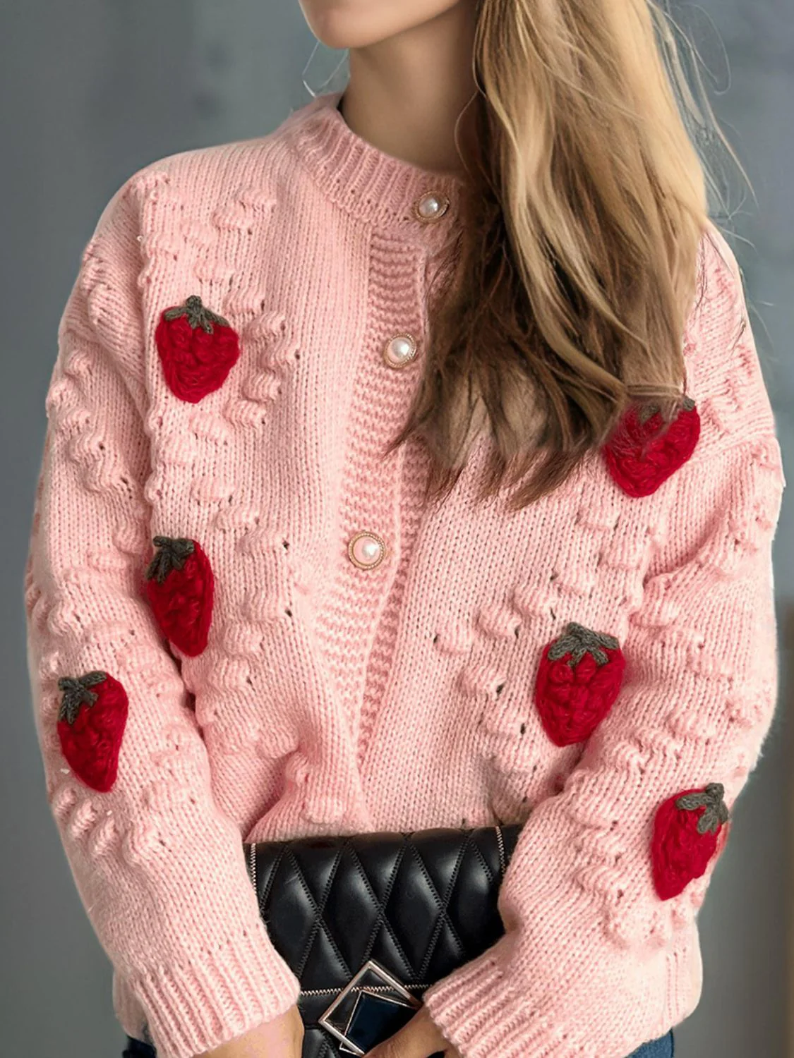 Strawberry Button Down Long Sleeve Cardigan - Image 10
