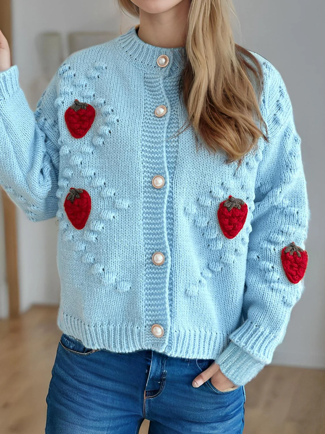 Strawberry Button Down Long Sleeve Cardigan - Image 16
