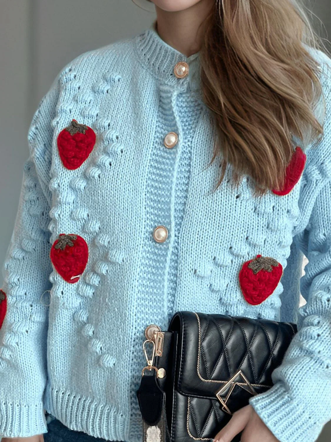 Strawberry Button Down Long Sleeve Cardigan - Image 17