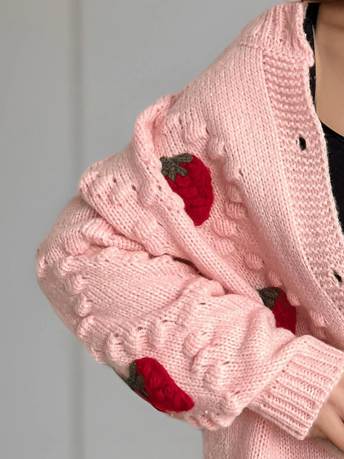 Strawberry Button Down Long Sleeve Cardigan - Image 9