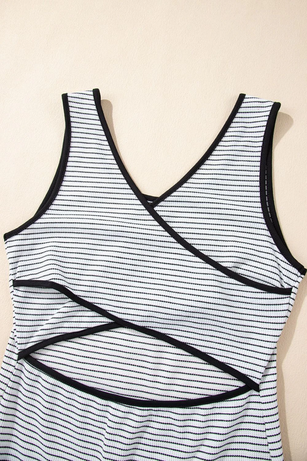 Stripe Crisscross Side Slits Slim Fit Sleeveless Midi Dress - Image 9