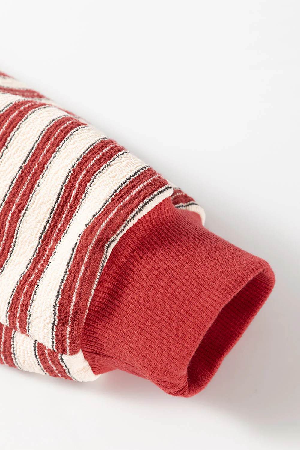 Stripe Johnny Collar Drop Shoulder Sweatshirt - Image 8