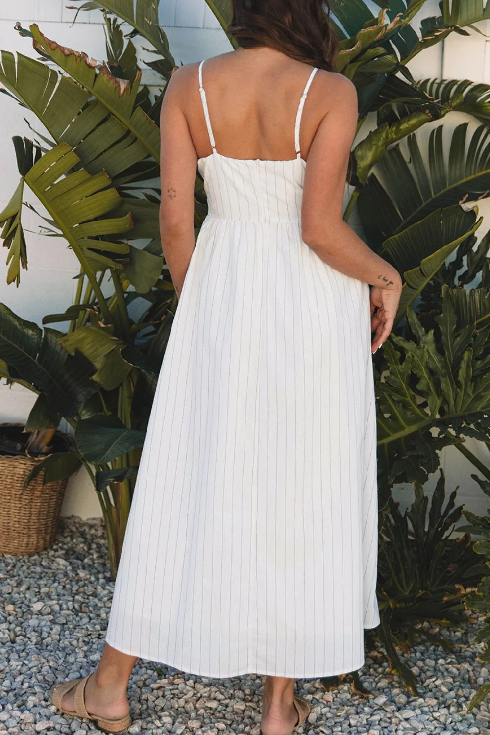 Stripe Square Neck Cami Dress with Pockets - Image 2