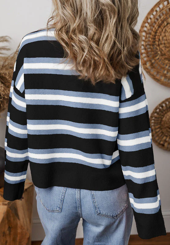 Striped Button Down Long Sleeve Cardigan - Image 16