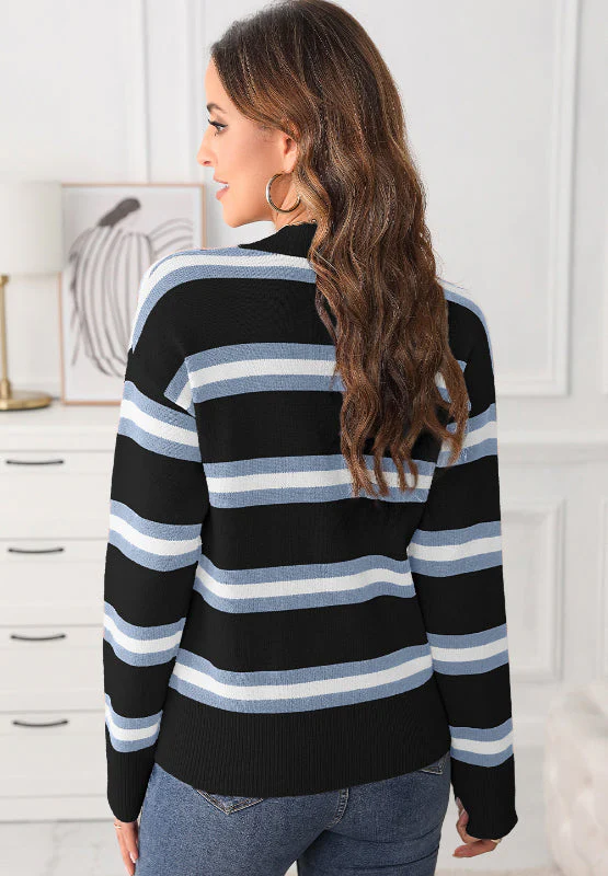 Striped Button Down Long Sleeve Cardigan - Image 17