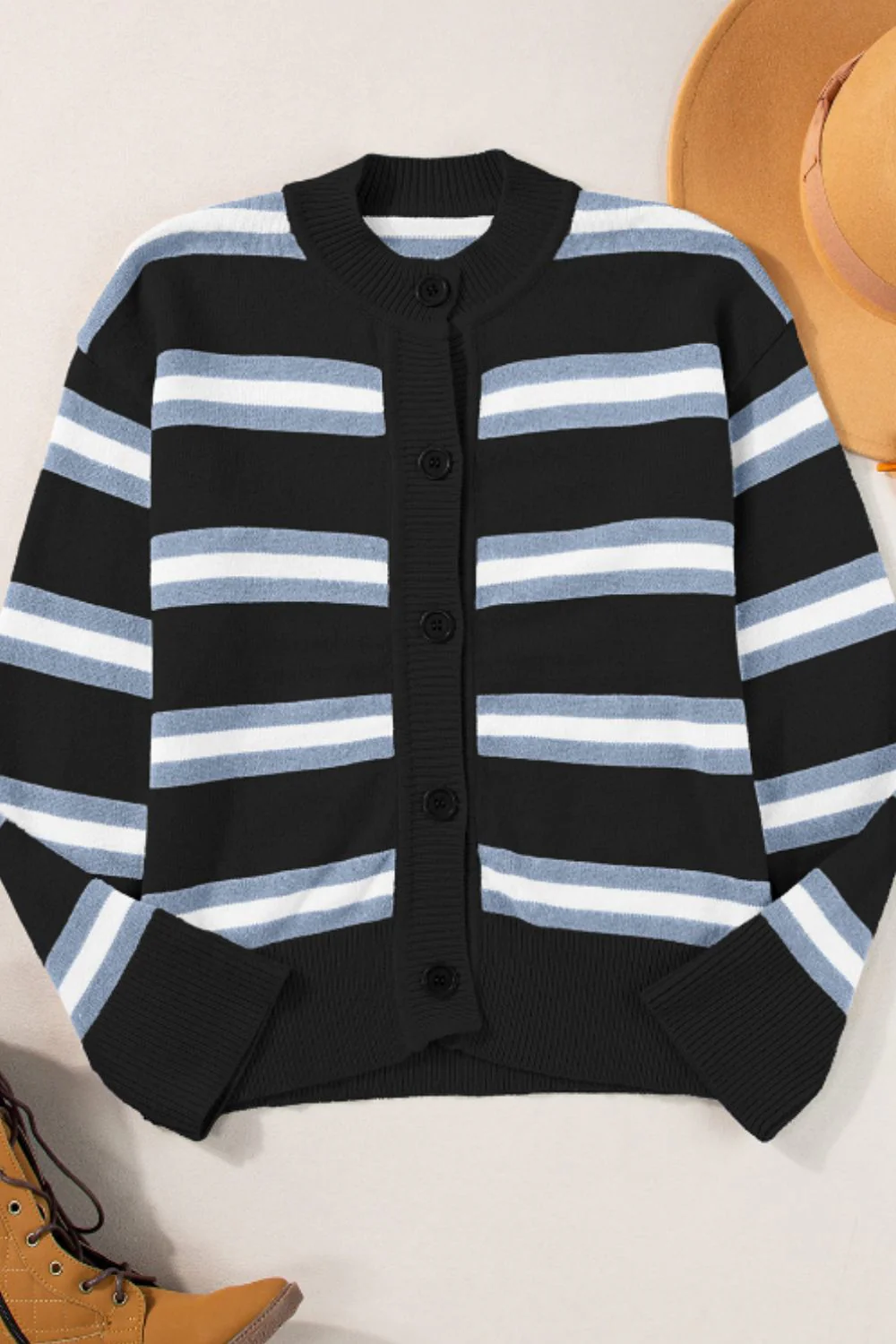 Striped Button Down Long Sleeve Cardigan - Image 18