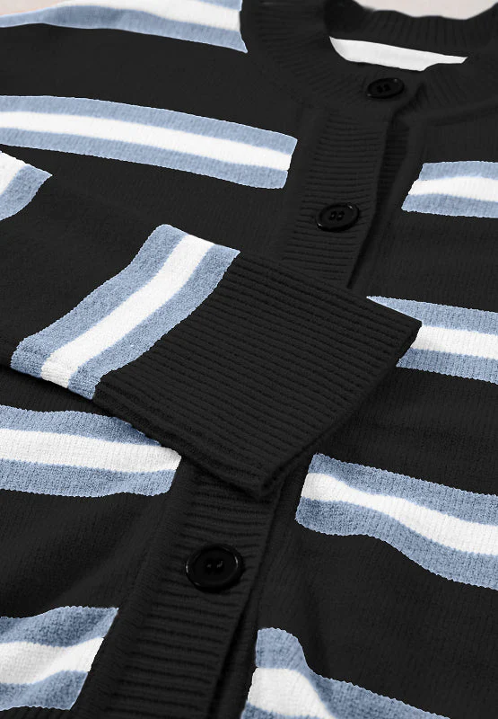 Striped Button Down Long Sleeve Cardigan - Image 20