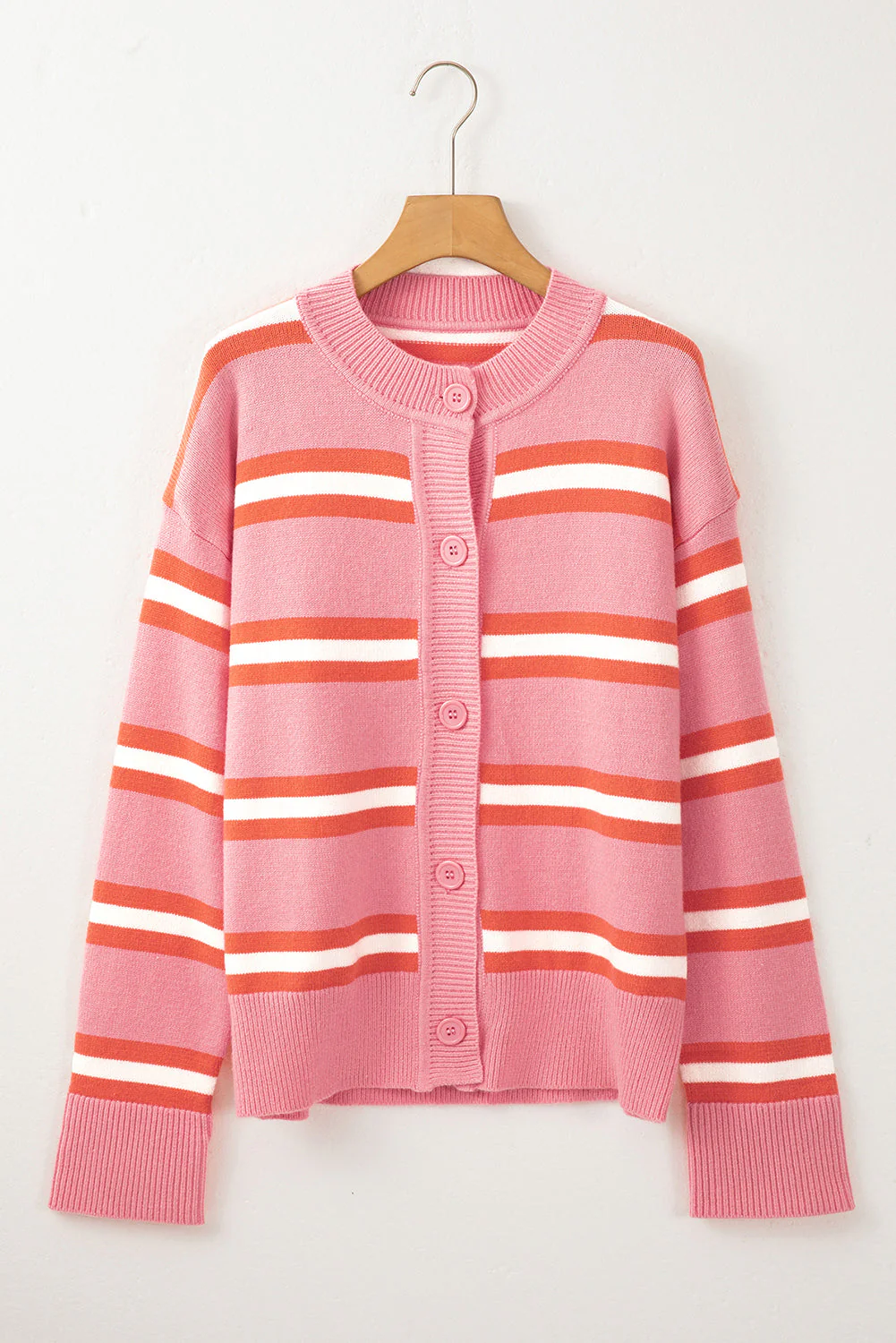 Striped Button Down Long Sleeve Cardigan - Image 7