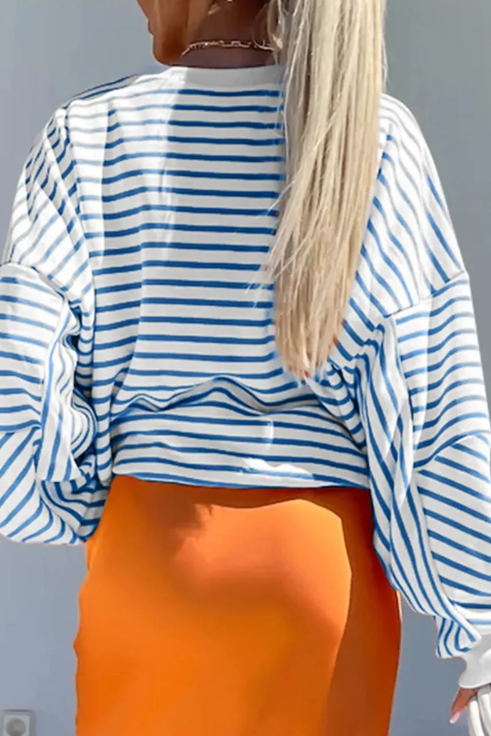 Striped Dropped Shoulder Long Sleeve Sweatshirt - Image 11