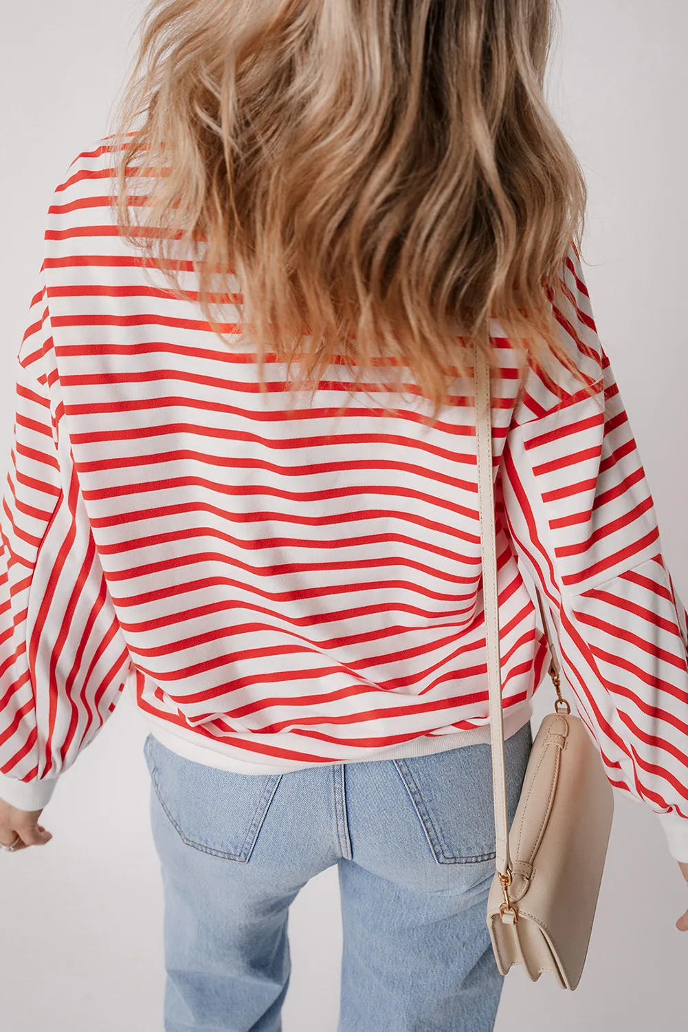 Striped Dropped Shoulder Long Sleeve Sweatshirt - Image 4