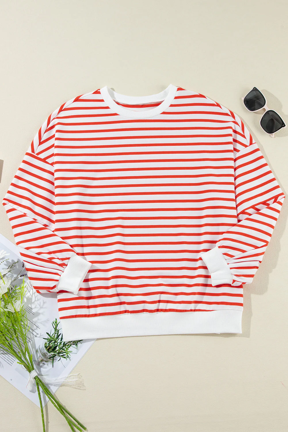Striped Dropped Shoulder Long Sleeve Sweatshirt - Image 5