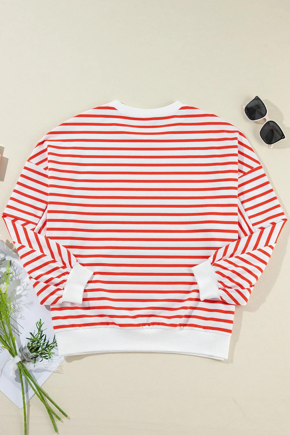 Striped Dropped Shoulder Long Sleeve Sweatshirt - Image 6