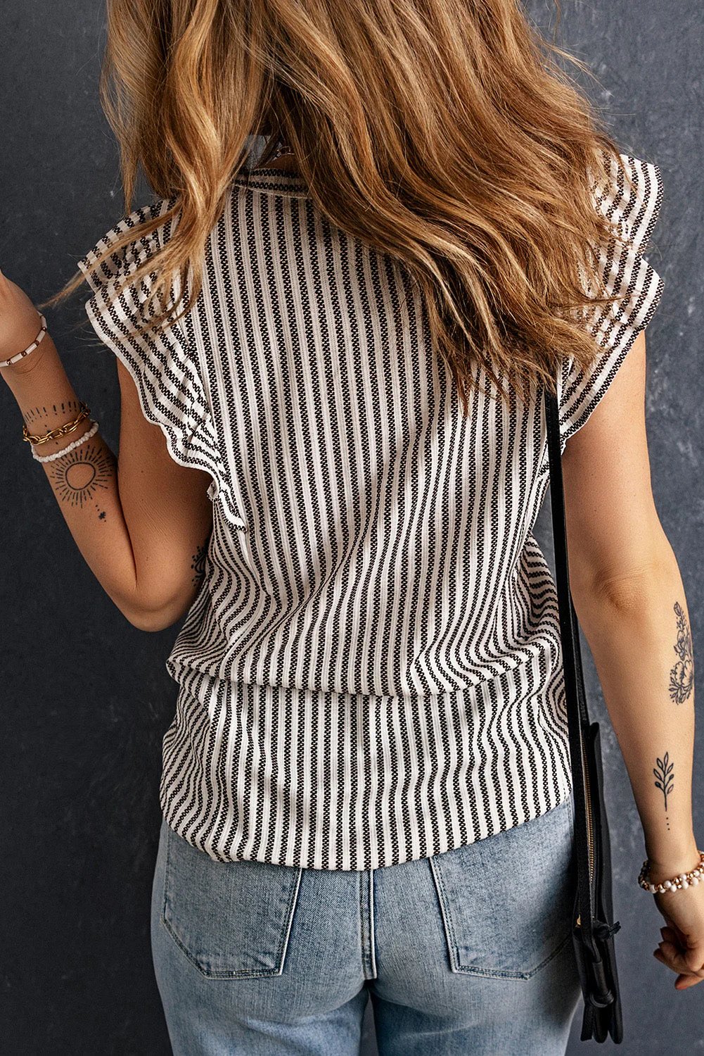 Striped Flutter Sleeve Tank - Image 3