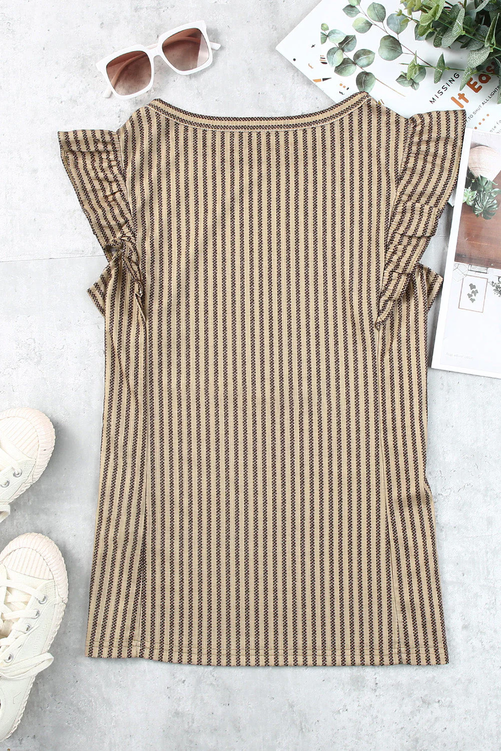 Striped Flutter Sleeve Tank - Image 5