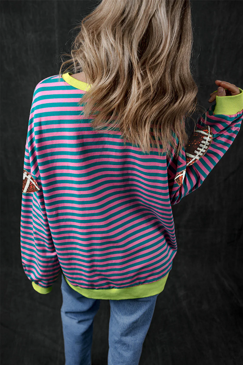 Striped Football Long Sleeve Sweatshirt - Image 5